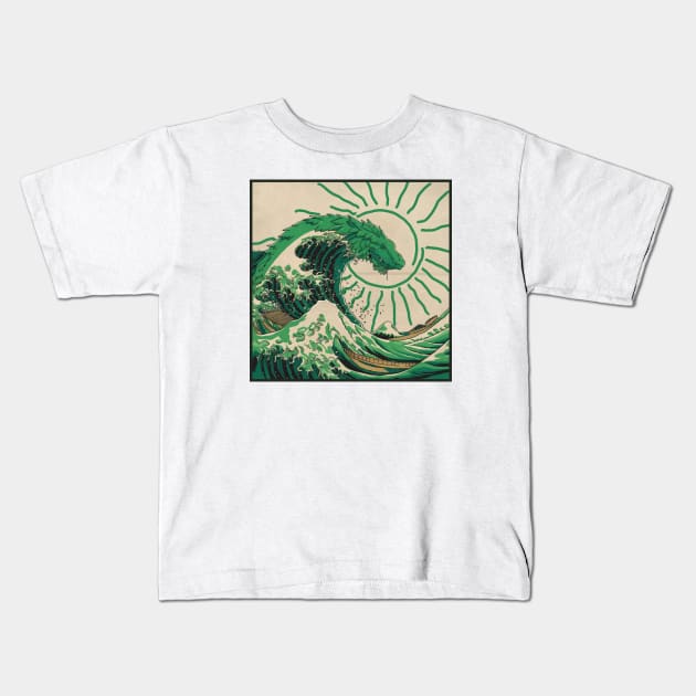 GREEN WAVE Kids T-Shirt by Signum